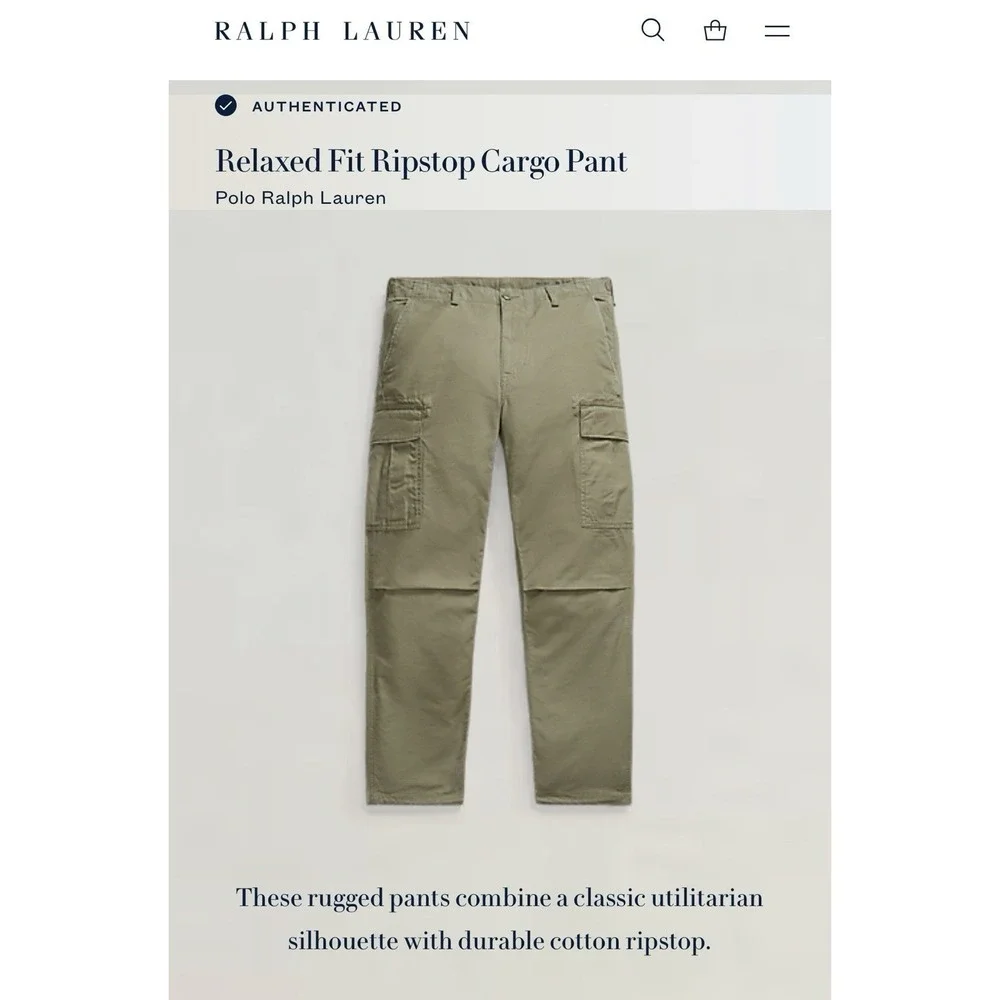 Polo Ralph Lauren Relaxed Fit Ripstop Utility Surplus Cargo Pants Men's 32x34‎